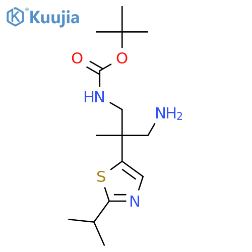 tert-butyl N-{3-amino-2-methyl-2-2-(propan-2-yl)-1,3-thiazol-5-ylpropyl}carbamate structure