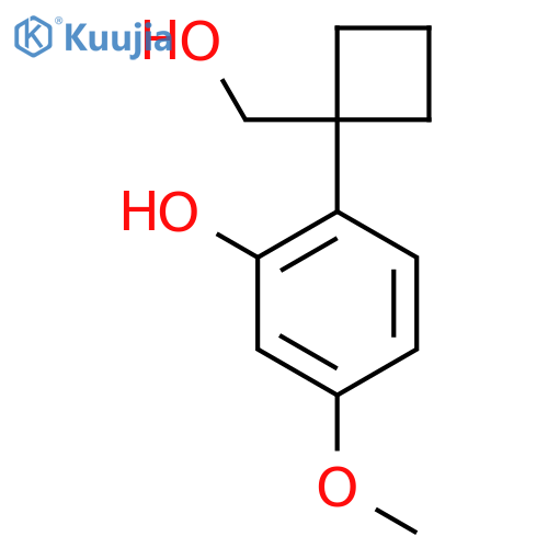 2-1-(hydroxymethyl)cyclobutyl-5-methoxyphenol structure