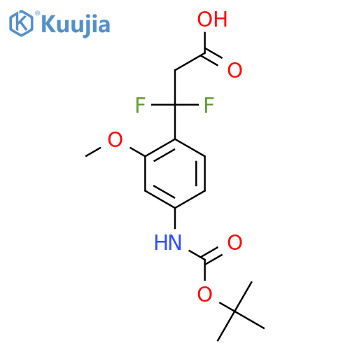 3-(4-{(tert-butoxy)carbonylamino}-2-methoxyphenyl)-3,3-difluoropropanoic acid structure