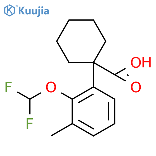 1-2-(difluoromethoxy)-3-methylphenylcyclohexane-1-carboxylic acid structure