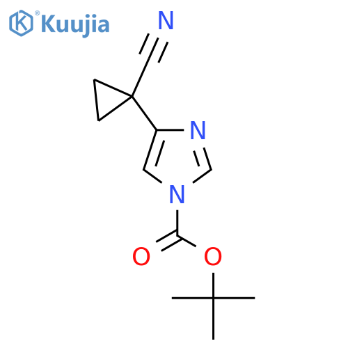tert-butyl 4-(1-cyanocyclopropyl)-1H-imidazole-1-carboxylate structure