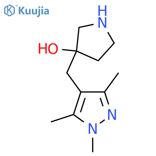 3-(trimethyl-1H-pyrazol-4-yl)methylpyrrolidin-3-ol structure