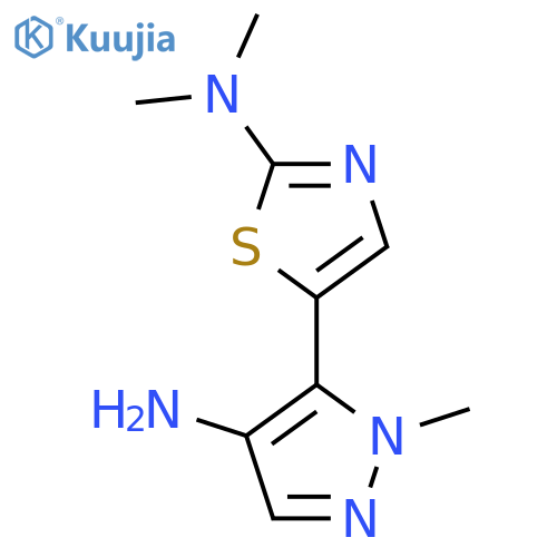 5-(4-amino-1-methyl-1H-pyrazol-5-yl)-N,N-dimethyl-1,3-thiazol-2-amine structure