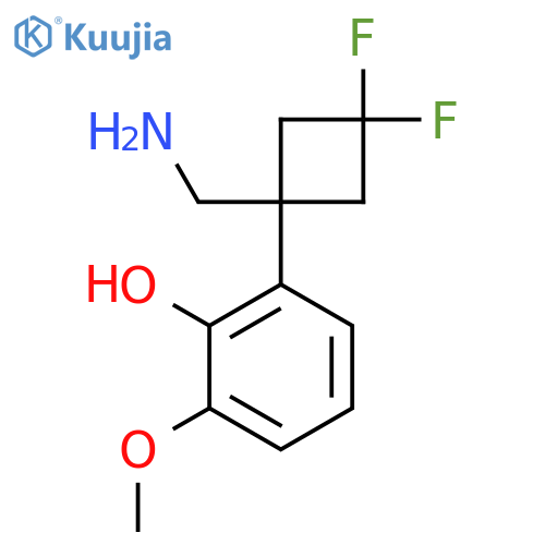 2-1-(aminomethyl)-3,3-difluorocyclobutyl-6-methoxyphenol structure