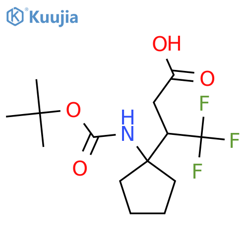 3-(1-{(tert-butoxy)carbonylamino}cyclopentyl)-4,4,4-trifluorobutanoic acid structure