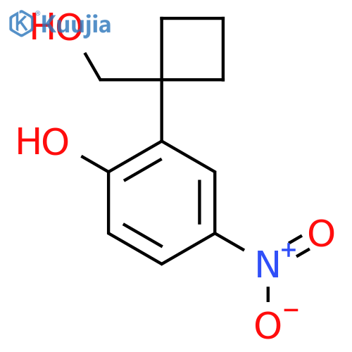 2-1-(hydroxymethyl)cyclobutyl-4-nitrophenol structure