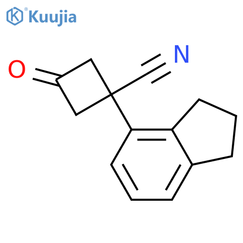 1-(2,3-dihydro-1H-inden-4-yl)-3-oxocyclobutane-1-carbonitrile structure