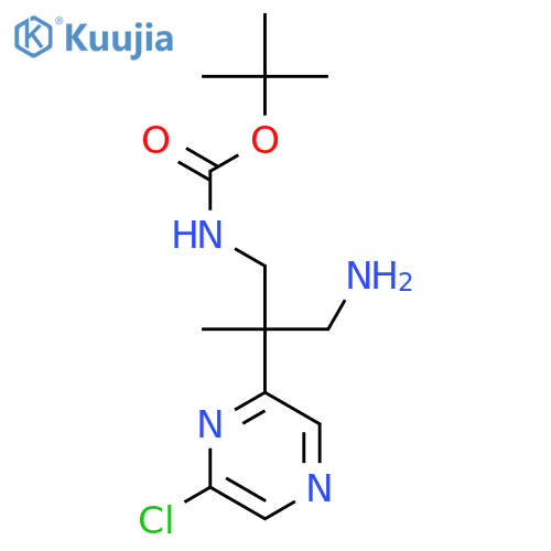 tert-butyl N-3-amino-2-(6-chloropyrazin-2-yl)-2-methylpropylcarbamate structure