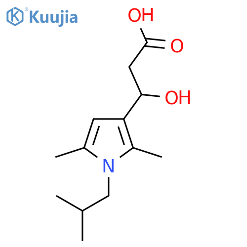 3-2,5-dimethyl-1-(2-methylpropyl)-1H-pyrrol-3-yl-3-hydroxypropanoic acid structure