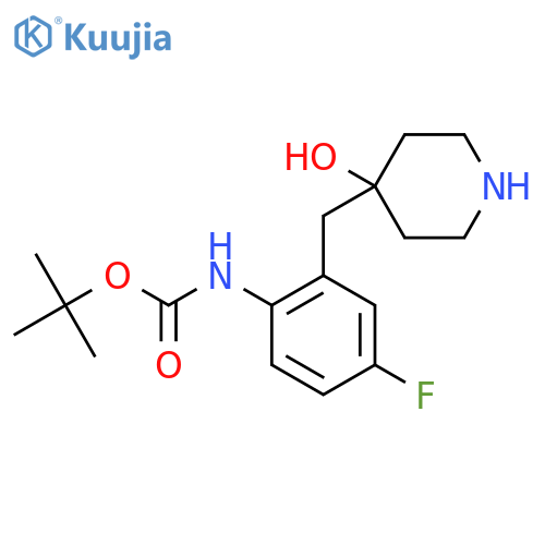 tert-butyl N-{4-fluoro-2-(4-hydroxypiperidin-4-yl)methylphenyl}carbamate structure