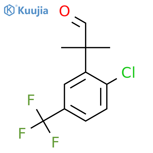 2-2-chloro-5-(trifluoromethyl)phenyl-2-methylpropanal structure