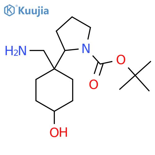 tert-butyl 2-1-(aminomethyl)-4-hydroxycyclohexylpyrrolidine-1-carboxylate structure