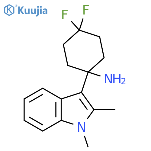 1-(1,2-dimethyl-1H-indol-3-yl)-4,4-difluorocyclohexan-1-amine structure