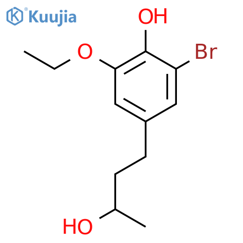 2-bromo-6-ethoxy-4-(3-hydroxybutyl)phenol structure