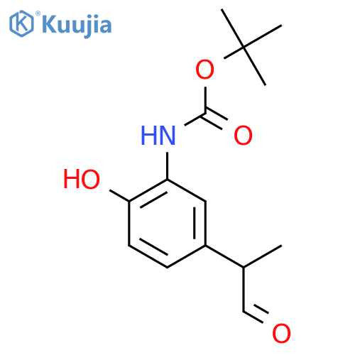 tert-butyl N-2-hydroxy-5-(1-oxopropan-2-yl)phenylcarbamate structure