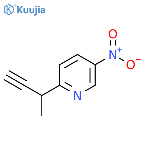 2-(but-3-yn-2-yl)-5-nitropyridine structure