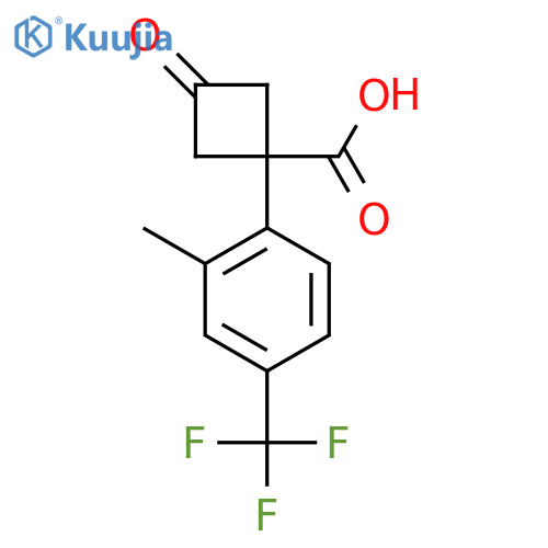 1-2-methyl-4-(trifluoromethyl)phenyl-3-oxocyclobutane-1-carboxylic acid structure