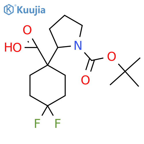 1-{1-(tert-butoxy)carbonylpyrrolidin-2-yl}-4,4-difluorocyclohexane-1-carboxylic acid structure