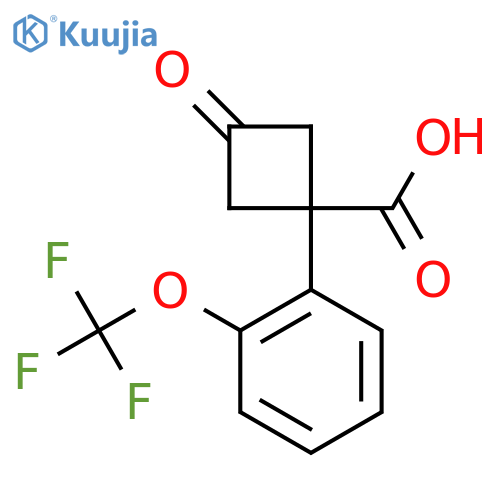 3-oxo-1-2-(trifluoromethoxy)phenylcyclobutane-1-carboxylic acid structure