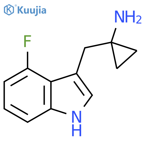 1-(4-fluoro-1H-indol-3-yl)methylcyclopropan-1-amine structure