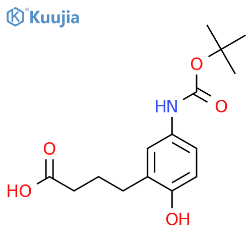 4-(5-{(tert-butoxy)carbonylamino}-2-hydroxyphenyl)butanoic acid structure