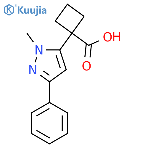 1-(1-methyl-3-phenyl-1H-pyrazol-5-yl)cyclobutane-1-carboxylic acid structure