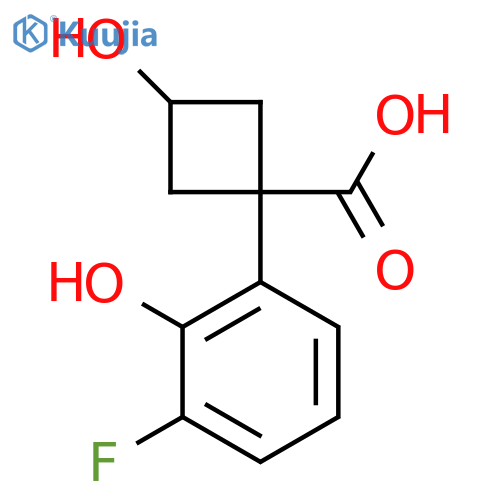 1-(3-fluoro-2-hydroxyphenyl)-3-hydroxycyclobutane-1-carboxylic acid structure