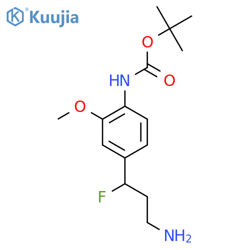 tert-butyl N-4-(3-amino-1-fluoropropyl)-2-methoxyphenylcarbamate structure