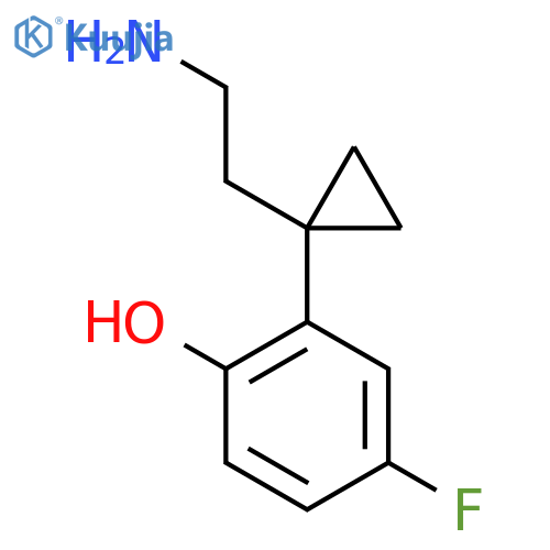 2-1-(2-aminoethyl)cyclopropyl-4-fluorophenol structure