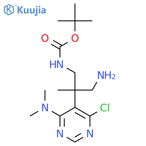 tert-butyl N-{3-amino-2-4-chloro-6-(dimethylamino)pyrimidin-5-yl-2-methylpropyl}carbamate structure