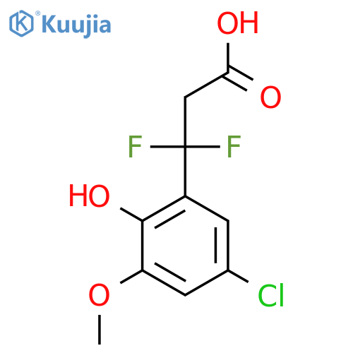 3-(5-chloro-2-hydroxy-3-methoxyphenyl)-3,3-difluoropropanoic acid structure