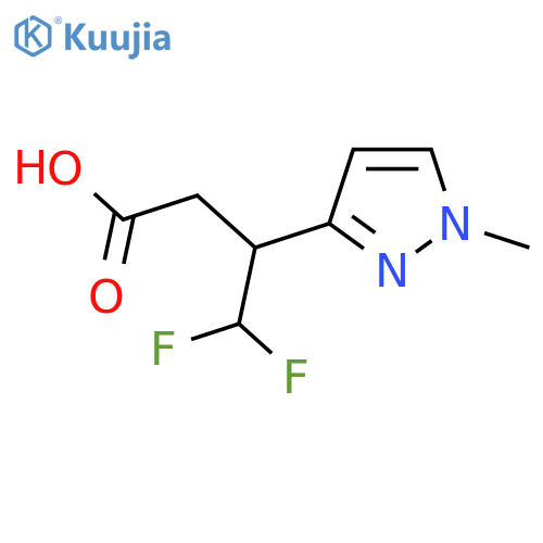 4,4-difluoro-3-(1-methyl-1H-pyrazol-3-yl)butanoic acid structure