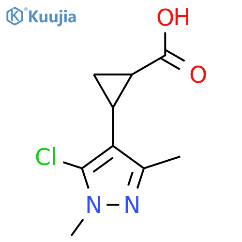 2-(5-chloro-1,3-dimethyl-1H-pyrazol-4-yl)cyclopropane-1-carboxylic acid structure