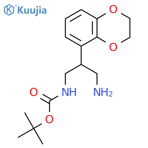 tert-butyl N-3-amino-2-(2,3-dihydro-1,4-benzodioxin-5-yl)propylcarbamate structure