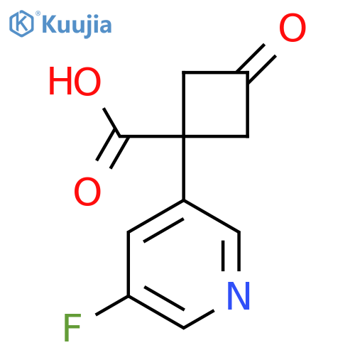 1-(5-fluoropyridin-3-yl)-3-oxocyclobutane-1-carboxylic acid structure
