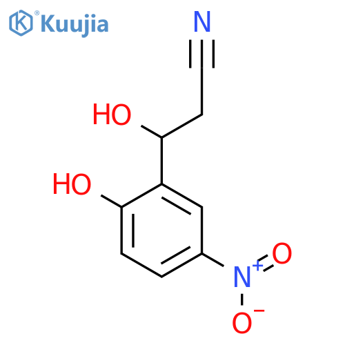 3-hydroxy-3-(2-hydroxy-5-nitrophenyl)propanenitrile structure