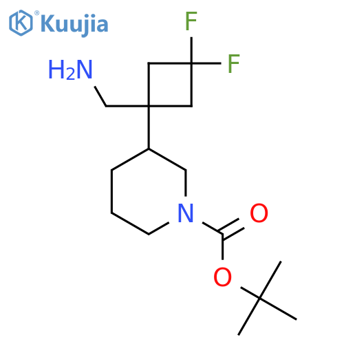 tert-butyl 3-1-(aminomethyl)-3,3-difluorocyclobutylpiperidine-1-carboxylate structure