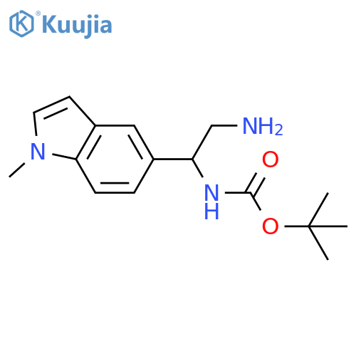 tert-butyl N-2-amino-1-(1-methyl-1H-indol-5-yl)ethylcarbamate structure