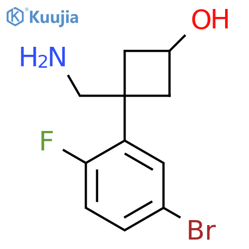 3-(aminomethyl)-3-(5-bromo-2-fluorophenyl)cyclobutan-1-ol structure