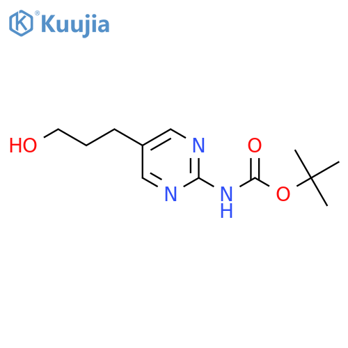 tert-butyl N-5-(3-hydroxypropyl)pyrimidin-2-ylcarbamate structure