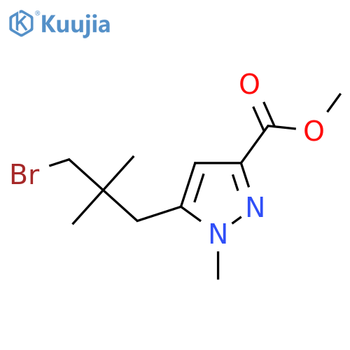methyl 5-(3-bromo-2,2-dimethylpropyl)-1-methyl-1H-pyrazole-3-carboxylate structure