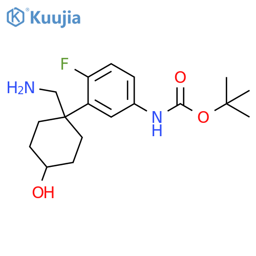tert-butyl N-{3-1-(aminomethyl)-4-hydroxycyclohexyl-4-fluorophenyl}carbamate structure