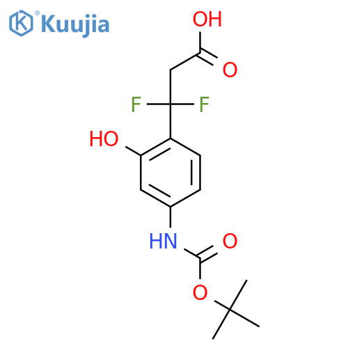 3-(4-{(tert-butoxy)carbonylamino}-2-hydroxyphenyl)-3,3-difluoropropanoic acid structure