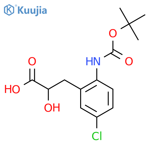 3-(2-{(tert-butoxy)carbonylamino}-5-chlorophenyl)-2-hydroxypropanoic acid structure