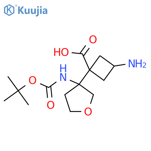 3-amino-1-(3-{(tert-butoxy)carbonylamino}oxolan-3-yl)cyclobutane-1-carboxylic acid structure