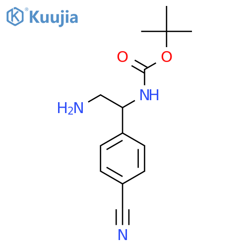 tert-butyl N-2-amino-1-(4-cyanophenyl)ethylcarbamate structure