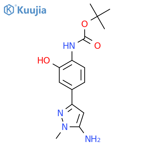 tert-butyl N-4-(5-amino-1-methyl-1H-pyrazol-3-yl)-2-hydroxyphenylcarbamate structure