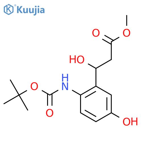 methyl 3-(2-{(tert-butoxy)carbonylamino}-5-hydroxyphenyl)-3-hydroxypropanoate structure