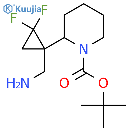 tert-butyl 2-1-(aminomethyl)-2,2-difluorocyclopropylpiperidine-1-carboxylate structure