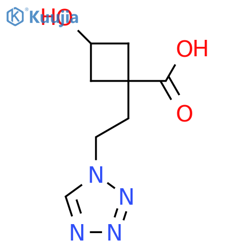 3-hydroxy-1-2-(1H-1,2,3,4-tetrazol-1-yl)ethylcyclobutane-1-carboxylic acid structure